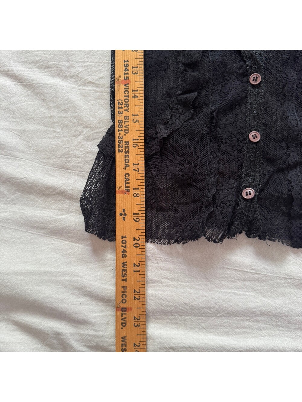 Y2K Black Sheer Floral Lace Ruffle Top Coquette Grunge Mesh Button Up Blouse XS - Picture 4 of 6